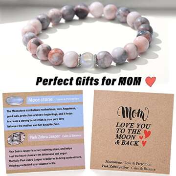 THEMEROL Valentines Day Gifts Her Gifts for Mom from Daughter Son Mothers Day Women Birthday Gifts Presents Moonstone Bracelet Best Mama Personalized Unique Handmade Christmas Stocking Easter Stuffers