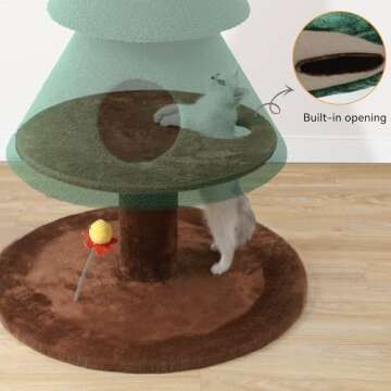 YITAHOME Christmas Cat Tree with 2 Cat Houses, 52 in Cat Tower for Indoor Cats, Cat Furniture with Cat Teaser Toy for Christmas Decoration