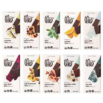 Theo Chocolate Organic Milk + Dark Chocolate Classic Sampler Variety 10 Pack | Fair Trade, Chocolate Gift