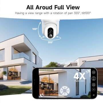 SEHMUA Solar Security Cameras Wireless Outdoor with 500LM Spotlight, 2K Live Video, 360° Full Coverage, PIR Motion Alerts, Cloud/Local Storage, Two Way Talk, Color Night Vision for Home Security