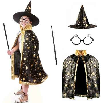 Kids Wizard Party Costume Cloak and Cape Set