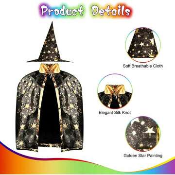 Kids Wizard Party Costume Cloak and Cape Set