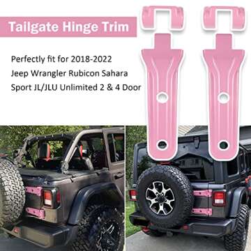 USSKYBOY Tailgate Hinge Trim Spare Tire Bracket Covers Accessories for 2018-2022 Jeep Wrangler Rubicon Sahara Sport JL Unlimited 2 & 4 Door (Pink)