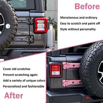 USSKYBOY Tailgate Hinge Trim Spare Tire Bracket Covers Accessories for 2018-2022 Jeep Wrangler Rubicon Sahara Sport JL Unlimited 2 & 4 Door (Pink)