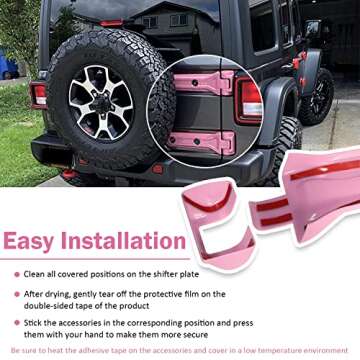 USSKYBOY Tailgate Hinge Trim Spare Tire Bracket Covers Accessories for 2018-2022 Jeep Wrangler Rubicon Sahara Sport JL Unlimited 2 & 4 Door (Pink)