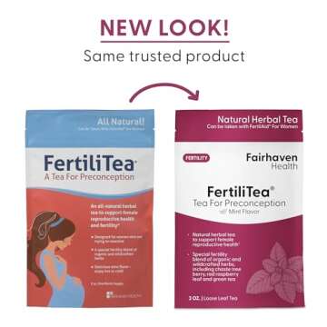 Fairhaven Health FertiliTea | Organic Fertility Tea for Women to Support Reproductive Health* | Prenatal Herbal Tea to Support Menstrual Cycle & Hormone Balance* | Contains Vitex | Mint | 60 Servings