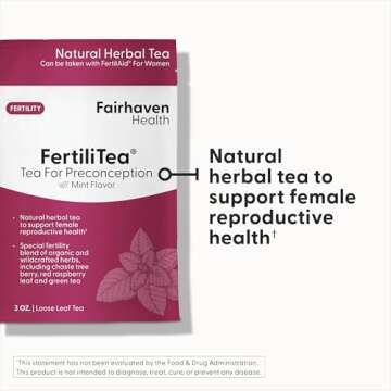 Fairhaven Health FertiliTea | Organic Fertility Tea for Women to Support Reproductive Health* | Prenatal Herbal Tea to Support Menstrual Cycle & Hormone Balance* | Contains Vitex | Mint | 60 Servings