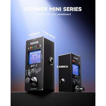 Donner Tuner Pedal, Dt-1 Chromatic Guitar Tuner Pedal with Pitch Indicator for Electric Guitar and Bass True Bypass