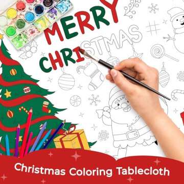 1 Pack Christmas Coloring Tablecloth for Kids,Disposable Christmas Tablecloths Coloring Table Cloth Kids Paper Tablecloth Rectangle Table Cover for Children Christmas Holiday Party Favors 30x72 Inch