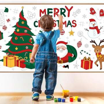 1 Pack Christmas Coloring Tablecloth for Kids,Disposable Christmas Tablecloths Coloring Table Cloth Kids Paper Tablecloth Rectangle Table Cover for Children Christmas Holiday Party Favors 30x72 Inch