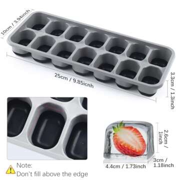 Ice Cube Tray 4 Pack, Easy-Release & Flexible 56 pcs Silicone Ice Cube Trays with Spill-Resistant Removable Lid, Stackable Ice Trays with Covers for Freezer, Cocktail