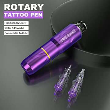 Wormhole Tattoo Kit, Complete Tattoo Gun Kit Rotary Tattoo Machine Kit Tattoo Pen Kit for Beginners with 40 Tattoo Cartridge Needles 30ml Tattoo Ink WTK174