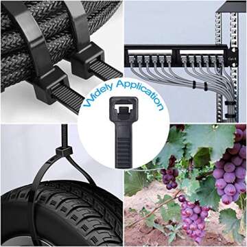 Mezzo Cable Zip Ties Heavy Duty 12 Inch（100 Pack）, Ultra Strong Plastic Wire Ties with 50 Pounds Tensile Strength, Self-Locking UV Resistant Black Nylon Zip Ties for Indoor and Outdoor