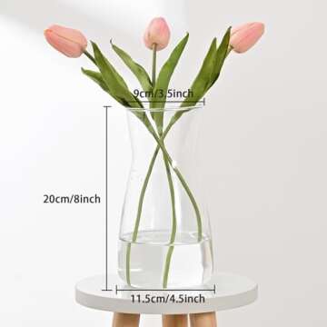 8 inch Clear Glass Flower Vases for Centerpiece Table Home Indoor Desk Decor,Ins Modern Boho Style Vase for Wedding Housewarming Gift