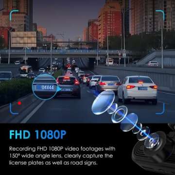 Dash Cam for Cars, Wi-Fi 1080P Full HD Dash Camera, Dashcam with Night Vision, Car Dashboard Camera Recorder with 2-inch LCD Display, Dashcams with Loop Recording, G-Sensor, APP