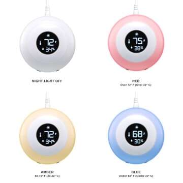 LittleHippo Kelvin Color Changing Night Light, Room Thermometer and Hygrometer (Humidity Monitor) for Nursery, Baby's Bedroom, Child's Room