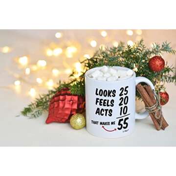 55th Birthday Gifts for Men & Women. Perfect 55 Years Old Birthday Party Supply Decorations 1970 Coffee Mug. Celebrate Your 55 Years of Awesomeness in Style with This Unique and Fun LiliWair Glassware