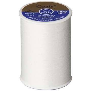 Coats & Clark All Purpose Thread 400 Yards White (ONE spool of yarn)