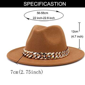 HUDANHUWEI Fedora Hats for Women Wide Brim Fashionable Women's Fedoras Dress Hat