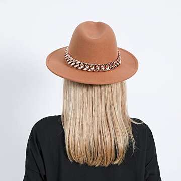 HUDANHUWEI Fedora Hats for Women Wide Brim Fashionable Women's Fedoras Dress Hat