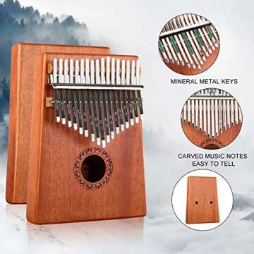 MIAOYIN Kalimba 17 Keys Thumb Piano with Study Instruction and Tune Hammer, Portable Mbira Sanza African Wood Finger Piano, Gift for Kids Adult Beginners Professional