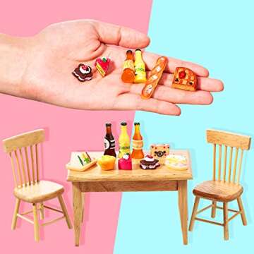 Miniature Food for Dollhouse, Mini Stuff Food Drink Bottles Kitchen Accessories for Pretend Play Doll House Party Accessories Crafts Decor, 116Pcs Mini Food in 1/12 Scale, Doll Food for Adults Kids