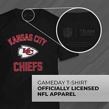 Team Fan Apparel NFL Adult Gameday T-Shirt - Cotton Blend - Tagless - Semi-Fitted - Unleash Your Team Spirit During Game Day (Kansas City Chiefs - Black, Medium)