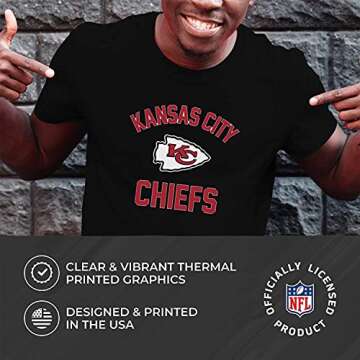 Team Fan Apparel NFL Adult Gameday T-Shirt - Cotton Blend - Tagless - Semi-Fitted - Unleash Your Team Spirit During Game Day (Kansas City Chiefs - Black, Medium)