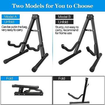 DkOvn 1/2/4 Pack Guitar Stand, A-Frame Folding Guitar Stand with Non-Slip Rubber and Foam Arms, Metal Guitar Stand for Acoustic Guitar, Electric Guitar, Bass, Ukulele, Banjo(1 Pack, Model A)