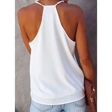 miduo Womens Tanks Spring Summer Soft Fashion V Neck Strappy Tank Tops Casual Sleeveless Shirts Blouses Tank White L