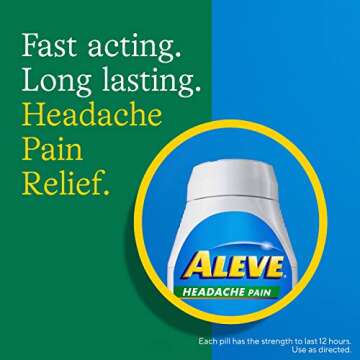 Aleve Headache Pain Reliever & Fever Reducer Tablets, Naproxen Sodium, for Headache Pain Relief, Pain Medicine for Adults, Headache Pain Relief Pills, 175 Count