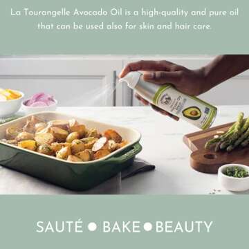 La Tourangelle, Avocado Oil Spray, Handcrafted from Premium Avocados, Great for Cooking, Butter Substitute, and Skin and Hair Care, Spray Cooking and Grilling Oil, 5 fl oz