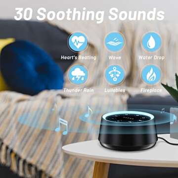 EasyHome Sleep Sound Machine White Noise Machines with 30 Soothing Sounds 12 Adjustable Night Light 10 Adjustment Brightness 32 Levels of Volume 5 Timers and Memory Function Home Travel Office