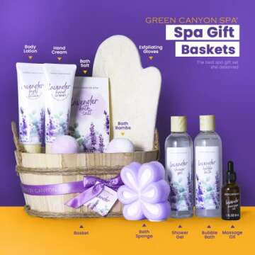 Spa Gift Baskets for Women 11pcs Lavender Bath Gift Sets with Body Lotion, Essential Oil,Spa Gifts for Women, Bath Sets for Women Gifts, Christmas Gift Sets for Her