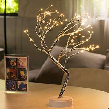 OTAVILEM LED Tabletop Bonsai Tree Light, Aesthetic Tree Lamps for Living Room, Cute Night Light, Battery/USB Operated, DIY Artificial Tree Lamp for Bedroom, Desktop,Christmas, Room Decor