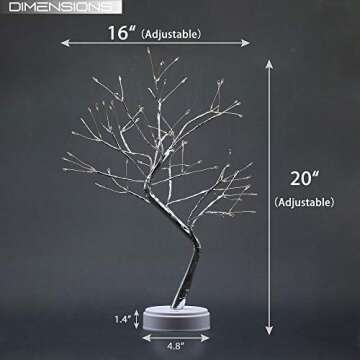 OTAVILEM LED Tabletop Bonsai Tree Light, Aesthetic Tree Lamps for Living Room, Cute Night Light, Battery/USB Operated, DIY Artificial Tree Lamp for Bedroom, Desktop,Christmas, Room Decor