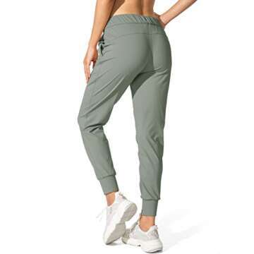 SANTINY Women's Joggers Pants Pockets Drawstring Running Sweatpants for Women Lounge Workout Jogging(Grey Sage_XL)