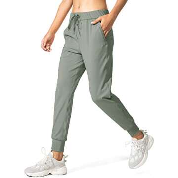 SANTINY Women's Joggers Pants Pockets Drawstring Running Sweatpants for Women Lounge Workout Jogging(Grey Sage_XL)