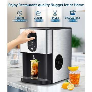 Joy Pebble Nugget Ice Maker Dispenser - Quick, Self-Cleaning & 44lbs/Day