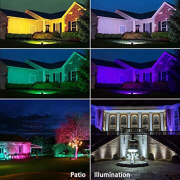 MELPO 30W Led Flood Light Outdoor 300W Equivalent, Color Changing RGB Lights with Remote, 120 RGB Colors, Warm White 2700K, Timing, Custom Mode, Uplight Landscape Lights,IP66 US 3-Plug (2 Pack)