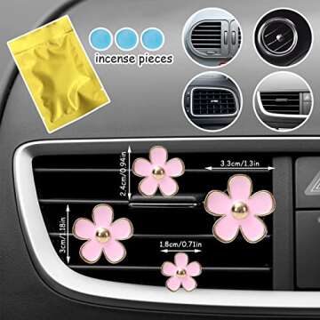 Whaline 8 Pieces Flowers Car Air Vent Clips with Fragrance Pads Pink White Daisy Air Conditioning Outlet Clip Car Air Freshener Charm Flowers Cute Car Accessories Car Interior Decor, Assorted Sizes