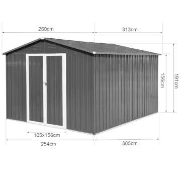 EMKK Large Metal Storage Shed,Outdoor Storage Shed 10x8FT, Heavy Duty Metal Tool Sheds Storage House with Door & Air Vent for Garden, Patio, Lawn to Store Bikes, Trash Bins, Tools, Lawnmowers