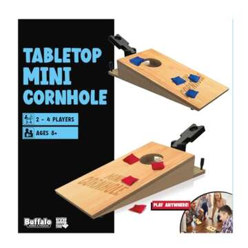 Buffalo Games - Tabletop Mini Cornhole - Dexterity Skill Game - Toss Across - Competative Two Player - On The Go Game - Ages 8 and Up