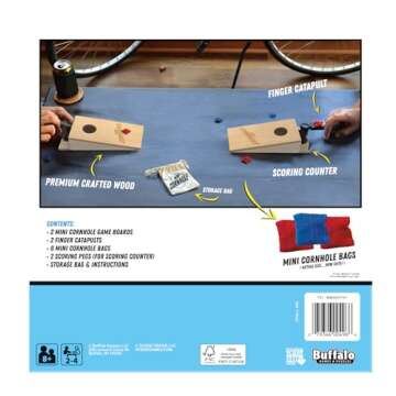 Buffalo Games - Tabletop Mini Cornhole - Dexterity Skill Game - Toss Across - Competative Two Player - On The Go Game - Ages 8 and Up