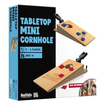 Buffalo Games - Tabletop Mini Cornhole - Dexterity Skill Game - Toss Across - Competative Two Player - On The Go Game - Ages 8 and Up