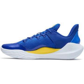 UNDER ARMOUR Curry Flow 11 Dub Nation Mens Basketball Shoes (White/Royal Blue), 8.5