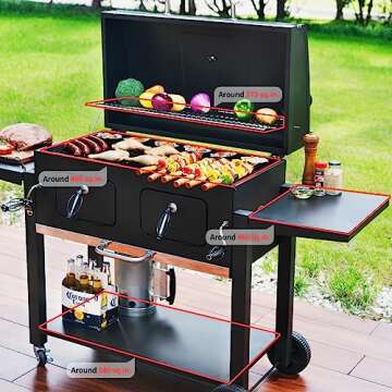 Extra Large Charcoal Grill BBQ | 794 Sq In Cooking Area & Adjustable Trays