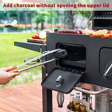 Large Charcoal BBQ Grill with Adjustable Trays