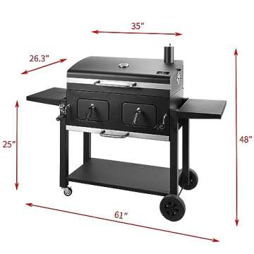 Large Charcoal BBQ Grill with Adjustable Trays