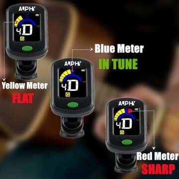 AUPHY Rechargeable Guitar Tuner-With Guitar, Ukulele, Violin, Chromatic Tuning Modes (Type-C cable not included)